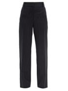 Matchesfashion.com Victoria Beckham - High-rise Pinstriped Wool Trousers - Womens - Navy Multi
