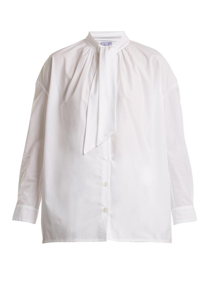 Thierry Colson Rowena Tie-neck Cotton-poplin Shirt