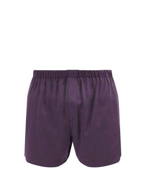 Matchesfashion.com Ludovic De Saint Sernin - Boxer Silk-satin Shorts - Mens - Dark Purple