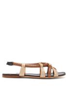 Matchesfashion.com Francesco Russo - Snake-effect Leather Sandals - Womens - Beige Multi