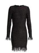 Matchesfashion.com Balmain - Fringed Tweed Dress - Womens - Khaki