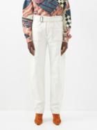 Etro - Angelika Belted Cotton-canvas Wide-leg Trousers - Womens - White