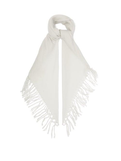 Ladies Accessories Brunello Cucinelli - Tasselled Cashmere-blend Scarf - Womens - Light Grey