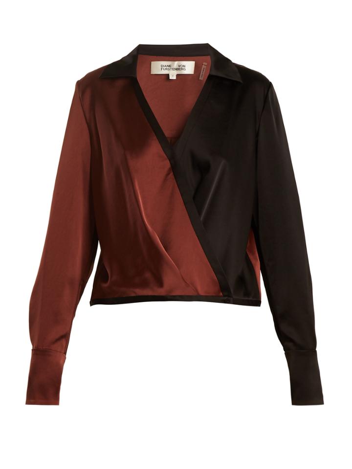 Diane Von Furstenberg Crossover-front Satin Blouse