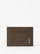 Saint Laurent - Ysl-plaque Grained-leather Cardholder - Mens - Khaki