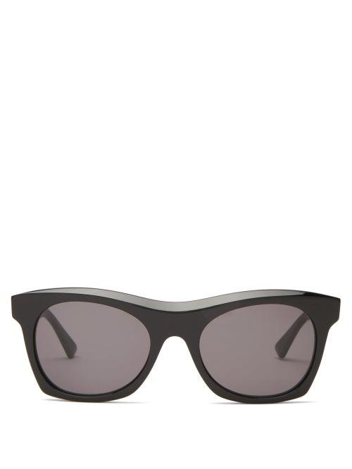 Matchesfashion.com Bottega Veneta - Square Acetate Sunglasses - Womens - Black Grey