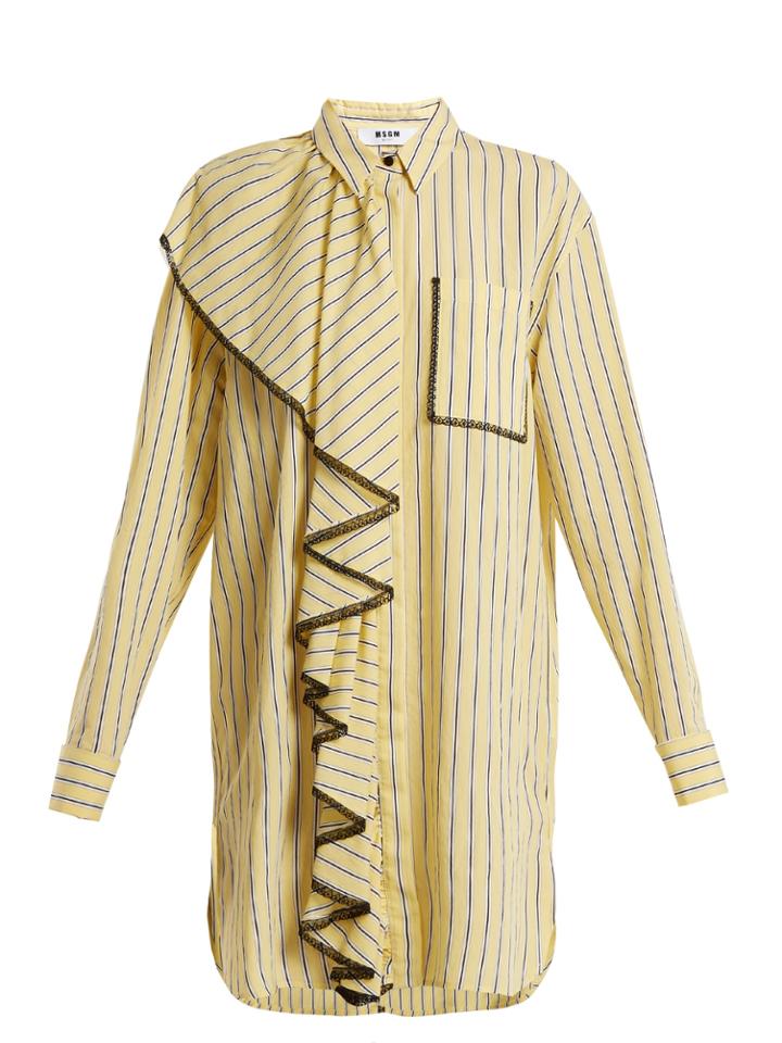 Msgm Striped Lace Shirt Dress