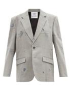 Vetements - Scribble-print Oversized Wool-blend Blazer - Womens - Grey Multi