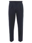 Le17septembre Homme - Pleated Wool-blend Trousers - Mens - Navy