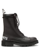 Vetements - Logo-print Leather Boots - Mens - Black
