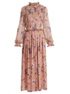 Msgm Silk-chiffon Pleated Floral Dress