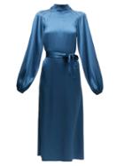 Matchesfashion.com Rochas - Satin Dress - Womens - Blue
