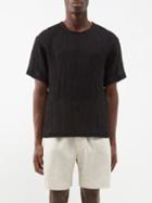 Commas - Sheer-stripe Linen-blend T-shirt - Mens - Black