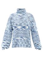Staud - Benny Space Dye-jacquard Sweater - Womens - Blue Multi
