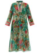 Matchesfashion.com Le Sirenuse, Positano - Giada Ranthambore Tiger-print Cotton Tunic Dress - Womens - Green Print