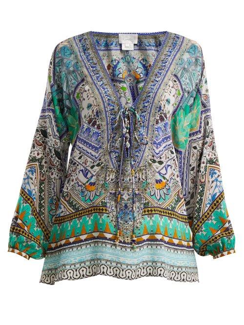 Matchesfashion.com Camilla - Everlasting Udaipur Silk Blouse - Womens - Green Multi