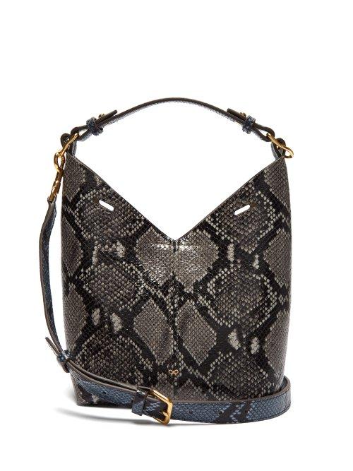 Matchesfashion.com Anya Hindmarch - Build A Bag Python Effect Mini Leather Tote Bag - Womens - Blue Multi