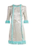 Matchesfashion.com The Vampire's Wife - Cate Metallic Silk Blend Chiffon Mini Dress - Womens - Silver Multi