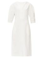 Matchesfashion.com Jil Sander - Front-slit Balloon-sleeve Poplin Dress - Womens - Ivory