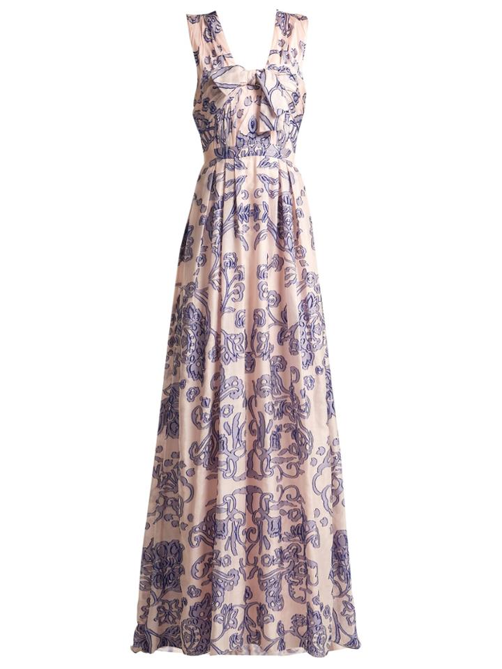 Carolina Herrera Gathered Floral Fil Coup Gown