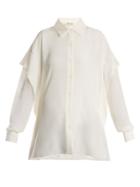 Diane Von Furstenberg Sheer-sleeve Silk Crepe De Chine Shirt