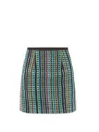 Marine Serre - Striped Cotton-terry Mini Skirt - Womens - Green Multi