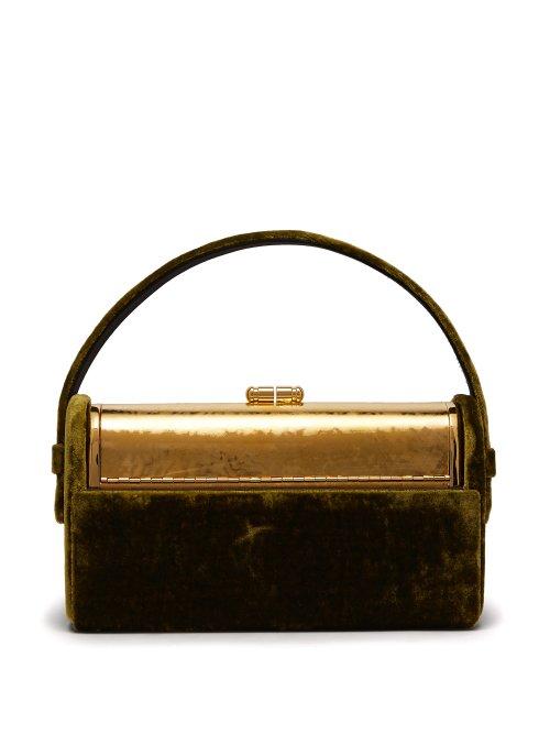 Matchesfashion.com Bienen-davis - Rgine Velvet Clutch - Womens - Green Multi