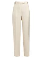 Matchesfashion.com The Row - Straight Leg Silk Blend Trousers - Womens - Cream