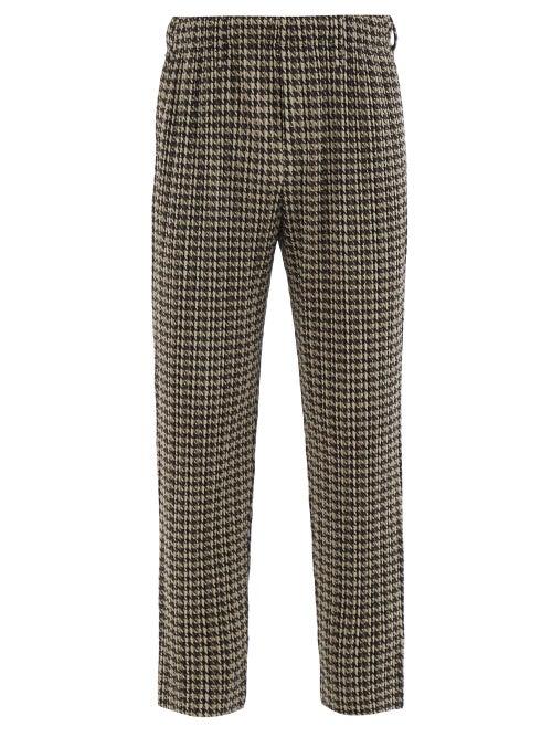 Homme Pliss Issey Miyake - Houndstooth-check Technical-pleated Trousers - Mens - Black Multi