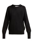 Matchesfashion.com Helmut Lang - Distressed V Neck Cotton Blend Sweater - Womens - Black