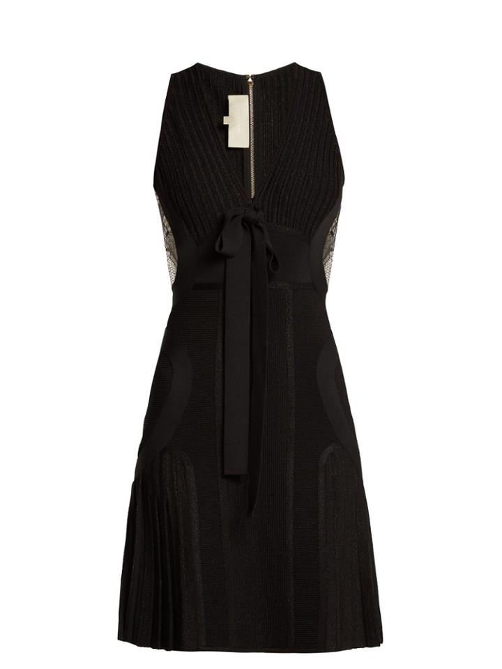 Elie Saab Ribbed-knit Pleated Mini Dress