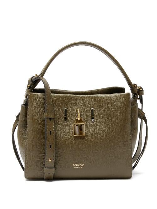 Tom Ford - Padlock Small Grained-leather Cross-body Bag - Womens - Khaki