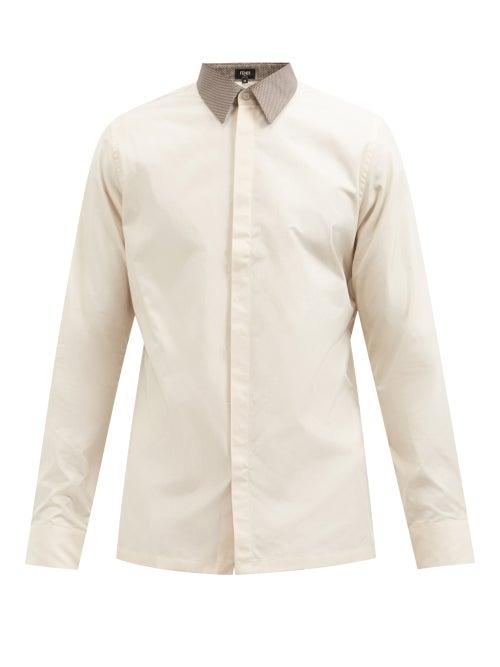 Fendi - Ff-collar Cotton-poplin Shirt - Mens - Cream