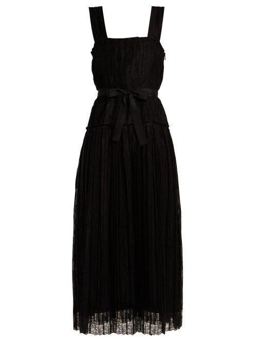 Matchesfashion.com Bottega Veneta - Pleated Taffeta Midi Dress - Womens - Black