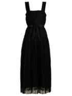 Matchesfashion.com Bottega Veneta - Pleated Taffeta Midi Dress - Womens - Black