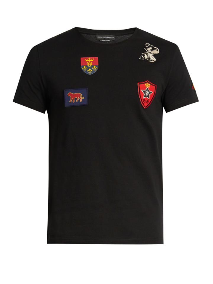 Alexander Mcqueen Badge-appliqu Crew-neck T-shirt