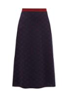 Matchesfashion.com Gucci - Gg-jacquard Wool-blend Skirt - Womens - Blue Multi