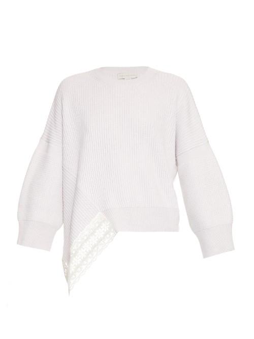 Stella Mccartney Lace Insert Wool And Silk-blend Sweater