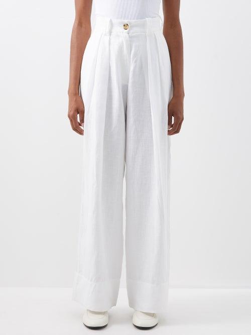 S.s. Daley - Josephine High-rise Linen Wide-leg Trousers - Womens - White