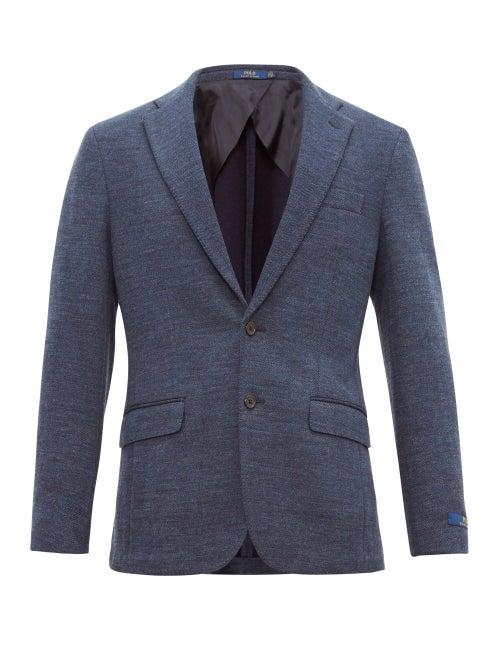 Matchesfashion.com Polo Ralph Lauren - Single Breasted Herringbone Cotton Blend Blazer - Mens - Navy