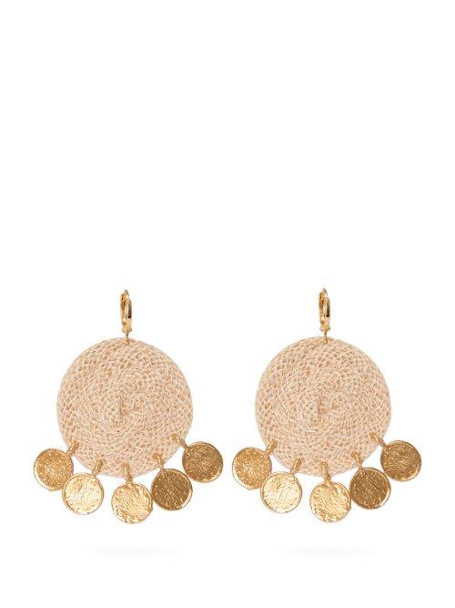 Matchesfashion.com Elise Tsikis - Dolna Rope Circle And Gold Plated Drop Earrings - Womens - Beige