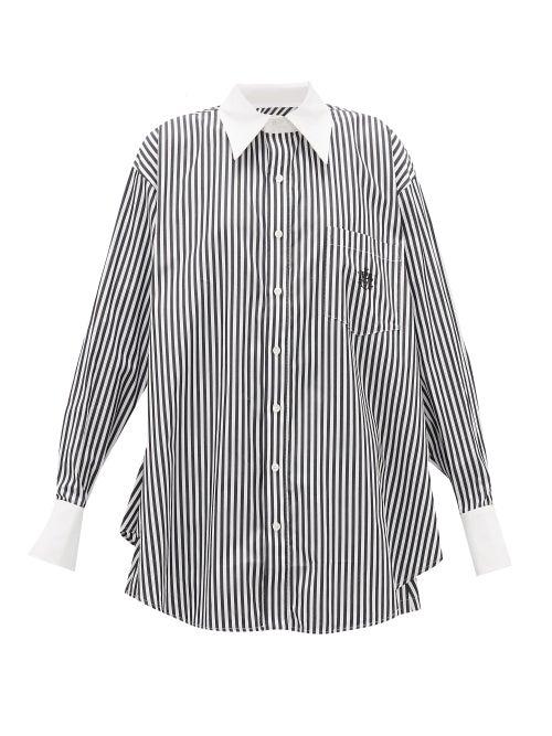 Matchesfashion.com Matthew Adams Dolan - Logo-embroidered Striped Cotton-poplin Shirt - Womens - White Black
