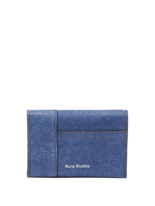 Acne Studios - Patchwork Suede Denim Cardholder - Womens - Blue