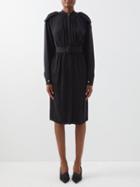 Burberry - Belted Silk-georgette Midi Dress - Womens - Black
