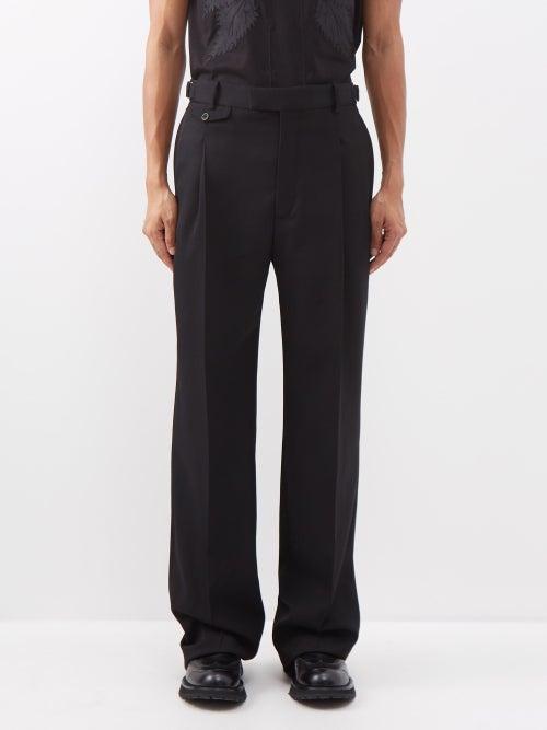 Alexander Mcqueen - High-rise Wide-leg Wool Trousers - Mens - Black