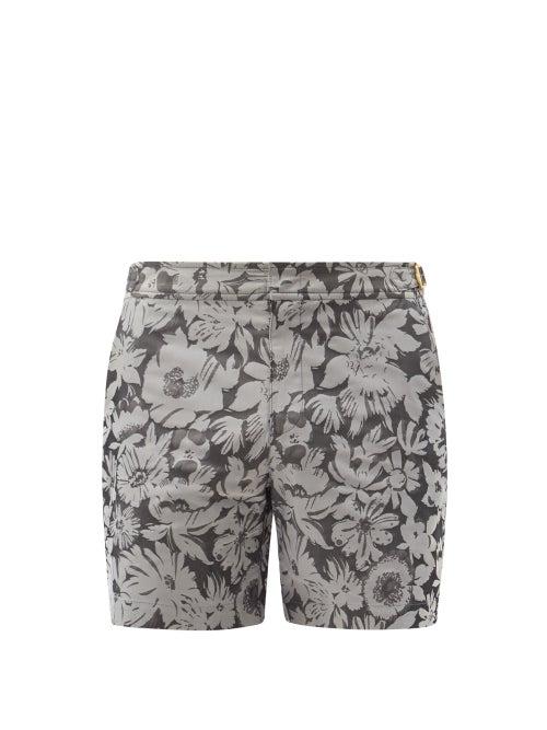 Matchesfashion.com Orlebar Brown - Bulldog Byala-print Swim Shorts - Mens - Black Grey