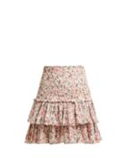 Matchesfashion.com Isabel Marant Toile - Naomi Floral Print Cotton Mini Skirt - Womens - White Multi