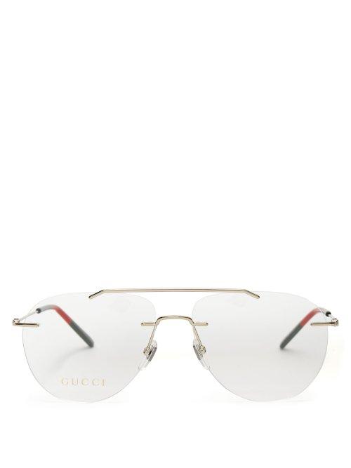 Matchesfashion.com Gucci - Rimless Aviator Glasses - Womens - Clear