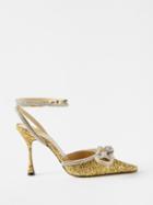Mach & Mach - Double Bow 100 Crystal And Glitter Pumps - Womens - Gold