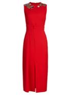 Alexander Mcqueen Embellished-neck Sleeveless Pencil Dress